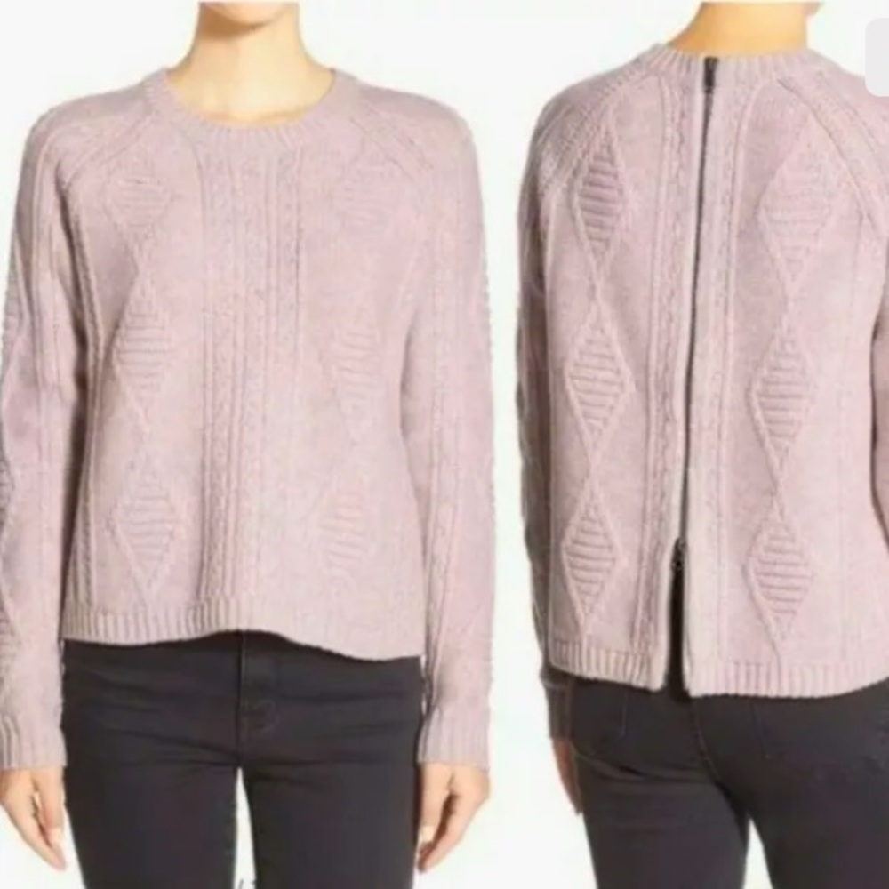 Madewell | Palisade Pink Chunky Merino Wool Back Zip Sweater- Sz XS/S